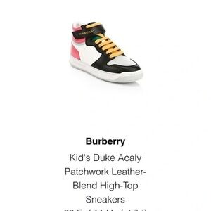 Burberry Kids' Black and Pink High-Top Sneakers
